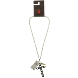 Mi Amore Cross Charm Adjustable Statement-Necklace Silver-Tone & Black