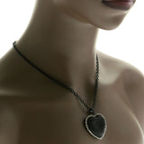 Mi Amore Heart Adjustable Pendant-Necklace Black
