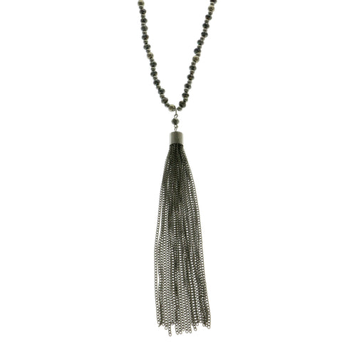 Mi Amore Adjustable Long-Necklace Dark-Silver/Silver-Tone