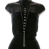 Mi Amore Adjustable Long-Necklace Dark-Silver/Silver-Tone