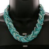 Mi Amore Adjustable Necklace-Earring-Set Green/Silver-Tone