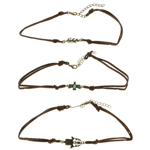 Mi Amore Hand Bird Feather Multiple-Necklace-Set Brown & Gold-Tone