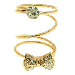 Mi Amore Bow Sized-Ring Gold-Tone Size 7.00