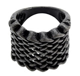 black basket weave fashion ring
