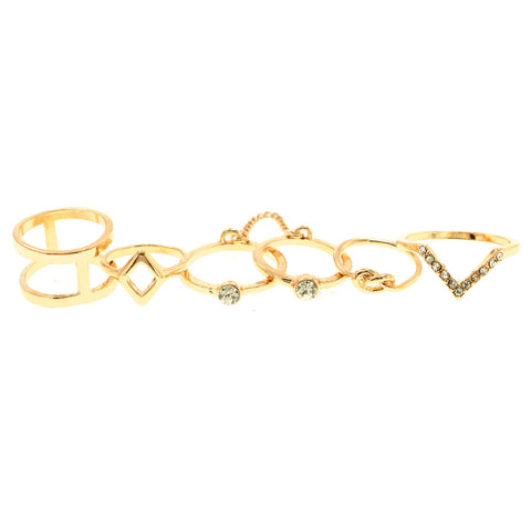 Mi Amore Set of 6 Multiple-Ring-Set Gold-Tone Size 4.00