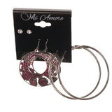Mi Amore Multiple-Earrings-Set Silver-Tone/Pink