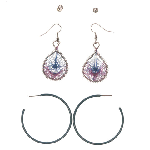 Mi Amore Multiple-Earrings-Set Blue/Purple