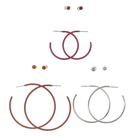Mi Amore Multiple-Earrings-Set Multicolor/Silver-Tone
