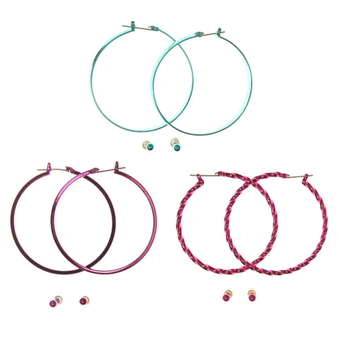 Mi Amore Multiple-Earrings-Set Pink/Blue